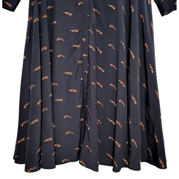 Hobbs London Lainey Shirt Dress Navy Blue Fox Print - Picture 6 of 15